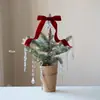 Árbol de Navidad Cubierto de Nieve con Lazo Completo de Cristal Creativo Atmósfera Festiva en Centro Comercial Restaurante Bar Diseño Ins
