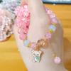 Pulsera Simple de Dibujos Animados para Estudiante Pulsera Color Cristal Fresa Joyería al Por Mayor Cristal Flor Rota Cuentas de Proteína de Cristal para Mujer
