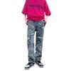 Vibe Americano Retro High Street jeans cosidos rasgados para hombre marca de moda europea y americana hip hop pantalones holgados entrega de una pieza