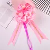 Flores de listón grandes para bodas, empaque floral con texto impreso, flores hechas a mano para el tirador del coche de bodas, flores de listón para caja de regalo, estilo macarrón al por mayor