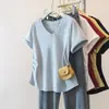 Ropa para Mujer Tallas Grandes 2026 Verano Nuevo Estilo Cintura Ajustada Manga Corta Adelgazante Top Versátil Casual Simple Color Sólido Camiseta de Manga Corta