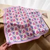 Pañuelo Cuadrado Pequeño de Algodón Puro de Alta Gama Floral Estilo Francés, Pañuelo de Seda Estampado para Mujer, Chal, Bufanda Decorativa para el Cuello con Protección Solar, Bufanda, Pañuelo para la Cabeza