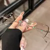 Gafas de moda sin montura para mujer con lentes graduados, color degradado, titanio puro ultraligero, adecuadas para un look natural
