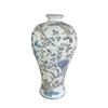 Porcelana Azul y Blanca Estilo Chino Nuevo Cerámica Amarilla Florero Hidropónico Pintado a Mano Adorno Creativo Decoración de Escritorio para Sala de Estar Regalo