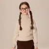 Suéter de Cachemira para Niños de Otoño e Invierno, Suéter para Niñas con Cuello Alto, Suéter de Lana Tejido para Niños, Camiseta Base Engrosada para el Calor