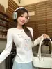 Camiseta de Manga Larga Blanca con Estampado de Gatos para Mujer, Nueva de Ajuste Delgado para Principios de Otoño 2026