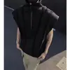 Chal Negro sin Mangas con Cuello Alto para Hombre, Camiseta de Verano Acolchada en los Hombros con Media Cremallera y Manga Corta, Chaleco Deportivo Resistente Estilo Americano