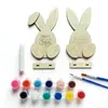 Conejo de Madera de Pascua Transfronterizo DIY para Colorear y Ensamblar Adornos Decorativos Juguetes Creativos Hechos a Mano Fábrica Mayorista