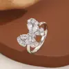 Colección de Anillos de Latón Plateado con Circonita de Moda Más Vendidos, Anillos de Plata de Lujo Ligero Transfronterizos, Versátiles para el Uso Diario