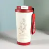 Nova Caneca de Café Lírio de Alto Valor Aço Inoxidável 304 Copo com Isolamento a Vácuo para Homens e Mulheres Uso Duplo Portátil com Canudo
