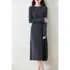 Vestido de lana Mujer Longitud media Otoño e Invierno Color liso Cintura ceñida Ajustado Holgado Rodilla Vestido suéter Falda de lana tejida