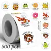 500 Pegatinas/Rollo Pegatinas de Graffiti de Ánimo de Dibujos Animados 1 en 10 Imágenes Animales Comida Empaque de Regalo Creativo Pegatinas para Hornear