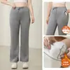 Calças pantalona plus size de 100kg, calças compridas modeladoras sem costura de camada de ar de cintura alta, para mulheres curvilíneas, adequadas para usar no trabalho e em casa, branco