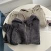 Chaqueta Sudadera de Felpa con Cremallera Estilo Conejo Retro Americano Estilo Coreano Otoño e Invierno Estilo Perezoso Cardigan Holgado Rayado Bloque de Color