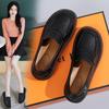 Mocassins de Couro para Mulheres Transfronteiriços Primavera Novo Retrô Britânico Sapatos Pequenos de Couro Estilo Japonês Estilo Jk Estilo Preppy Sapatos de Bico Redondo