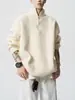 Suéter Americano con Media Cremallera para Hombre Estilo Coreano Holgado Cuello Alto Tejido de Punto Oversize Color Sólido Versátil Jersey