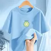 2293 # Camiseta Manga Curta Feminina 2025 Novo Desenho Animado Algodão Puro Gola Redonda Manga Meia Manga Infantil Camiseta Básica de Verão Top Tendência