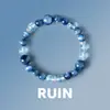 Pulsera de Cristal de Cianita Natural para Mujer, Ojo de Gato de Aguamarina Hielo Triturado Pulsera Hidratante de los Cinco Elementos Original para el Cumpleaños de la Mejor Amiga