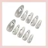 Halloween 2025 Novas Unhas Postiças Brancas de Fantasma Amêndoa Unhas Postiças Acabadas Patch de Manicure Fofo