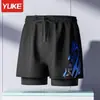 Bañadores para Hombre Adulto Doble Capa Estilo de Cinco Puntos Conjunto de Traje de Baño Anti-Vergüenza Nuevos Bañadores Profesionales