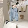 Macacão Jeans Bebê Conjunto de Duas Peças Primavera Fofo Estiloso Roupas de Exterior para Bebês Roupa Fina de Primavera para Bebê
