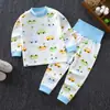 Conjunto de Pantalones de Cintura Alta para Niños que Protegen el Vientre, Estilo Primavera y Otoño, Ropa de Otoño para Bebés, Ropa Interior de Algodón Puro para Niñas, Pijama de Cuello Redondo para Niños