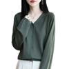Cárdigan de Punto Fino de Lana de Color Sólido, Delgado, de Cuello en V, Manga Larga, para Aire Acondicionado, con Diseño de Botones Sencillos, Elegante y Rejuvenecedor para Mujer