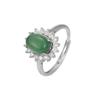 Anillo de plata de ley S925 con calcidonita verde apertura ajustable anillo para mujer soporte de anillo de plata de alta calidad con incrustaciones forma de huevo pulsera de girasol de moda