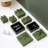 Caixa para Brincos Estilo Coreano, Caixa para Embalagem de Joias, Caixa Verde Esmaltada para Anel, Caixa para Colar, Caixa de Joias com Laço