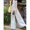 Nuevos pantalones de pierna ancha para mujer modelo 2026 verano ligeros estilo coreano moda versátil conjunto casual de top y pantalones