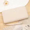 Bolso de mano largo transfronterizo, en stock, con textura de patrón de lichi, billetera para mujer con diseño de corazón, simple y minimalista, gran capacidad y múltiples ranuras para tarjetas, perfecto como monedero de mano