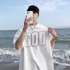 Carta estampada camiseta de manga curta masculina verão fino Ins roupas de casal solto moda marca de meia manga camiseta