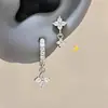 Brincos de Trevo de Quatro Folhas com Moissanita Banhados a Ouro 14K Estilo Fresco para Mulheres, Mesmo Estilo Visto em Transmissões Ao Vivo Transfronteiriças, Design de Nicho da Moda Leve e Luxuoso