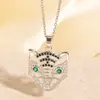 Collar de Cabeza de Tigre 3D para Mujer, Cobre Chapado en Oro, Colgante Único de Cabeza de Tigre Leopardo, Moda de Lujo Ligero, Mismo Estilo Transfronterizo