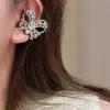 Estilo Coreano Presilha de Osso da Orelha com Laço de Diamante e Pérola Brincos Elegantes da Moda Design de Nicho Brincos Versáteis