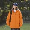 Jaqueta da moda estilo americano, unissex, nova coleção outono/inverno, com capuz, casual, corte solto, tamanhos grandes, softshell, agasalho com forro de fleece