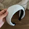 Elegante diadema de algodón y lino con lunares y ala ancha para mujer, versátil para el uso diario, accesorio para el cabello con diadema de esponja de corona alta