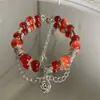 Regalo del Festival de Medio Otoño para la Madre de mi Novia: Pulsera de Loto con Cuentas Rojas Estilo Chino y Diseño de Loto Dorado, Impresión al por Mayor