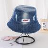 Sombrero de Pescador de Mezclilla Lavada Estilo Coreano para Mujer, Sombrero de Cubo Casual Retro de Ala Ancha para Verano, Sombrero con Protección Solar para Adelgazar la Cara