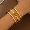 Pulsera de Acero de Titanio Letra Cd Pulsera de Circonita para Niñas Joyería de Alta Gama Europea y Americana Popular de Venta Caliente No se Desvanece Pulsera Abierta