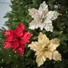 Decoraciones Navideñas Flores Navideñas Artificiales Arreglo Floral de Tela Adornos Decorativos Terciopelo Lentejuelas Flores de Navidad Amazon