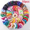 Combinación Transfronteriza de Color Aleatorio Nuevo Estilo Más Vendido Color Sólido Elegante Simple Tela Arte Satín Lazo para el Cabello Accesorio para el Cabello
