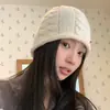 Estilo Coreano Nuevo Otoño Invierno Sencillo Color Sólido Tejido de Punto Trenzado Gorro para Mujer Cálido Casual Versátil Moda Delgaza el Rostro Gorro de Lana