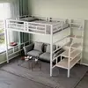 Cama Alta Doble de Hierro Forjado para Apartamento Pequeño y Simple, Cama Loft Debajo Vacío, Casa del Árbol, Ático, Cama Infantil Engrosada