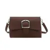 Hebilla de Cinturón 2025 Verano Nuevo Estilo Simple Retro Color Sólido Estilo Moderno Bolso Cruzado de Hombro Bolso Cuadrado Pequeño para Mujer