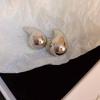 Aretes de gorro ovalados geométricos de aguja de plata con galvanoplastia de oro real, aretes con ambiente de moda europea y americana, aretes de temperamento comodín al por mayor