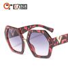 Nuevas gafas de sol de moda de montura gruesa transfronterizas estampado de leopardo para mujer metal V Gafas de sol con montura fabricantes mayoreo 1914