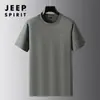 Camiseta Masculina Casual de Manga Curta com Gola Redonda e Bordado JEEP SPIRIT, Camiseta Esportiva Fina de Corte Solto