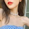 Collar francés de perlas de encaje vintage con temperamento de Corea del Sur, cadena de cristal para mujer, gargantilla de celebridad de Internet, cadena de clavícula estilo hada