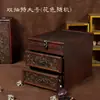 Caixa de Joias Estilo Antigo de Madeira Estojo de Maquiagem com Espelho Caixa de Armazenamento de Joias Estilo Chinês Desgastado Adereço de Casamento Presente Retrô